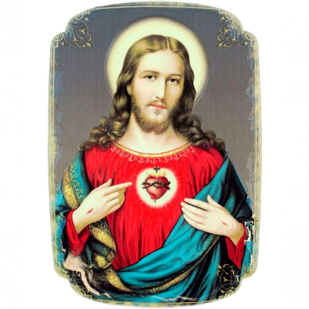 Quadro Mesa Coleção Natal Sagrado Coração De Jesus 14x20cm
