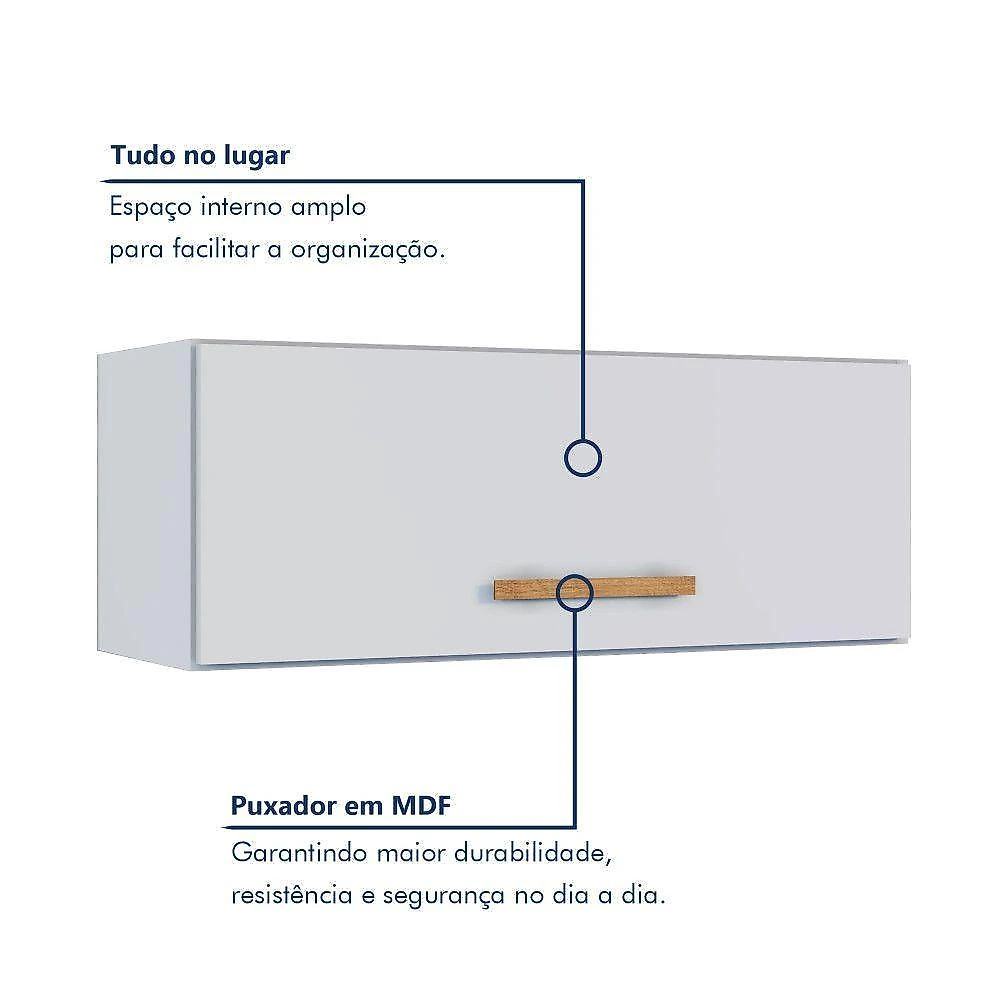 Armário Aéreo Geladeira Atenas 75,5CM 1 Porta MDP Basculante Branco