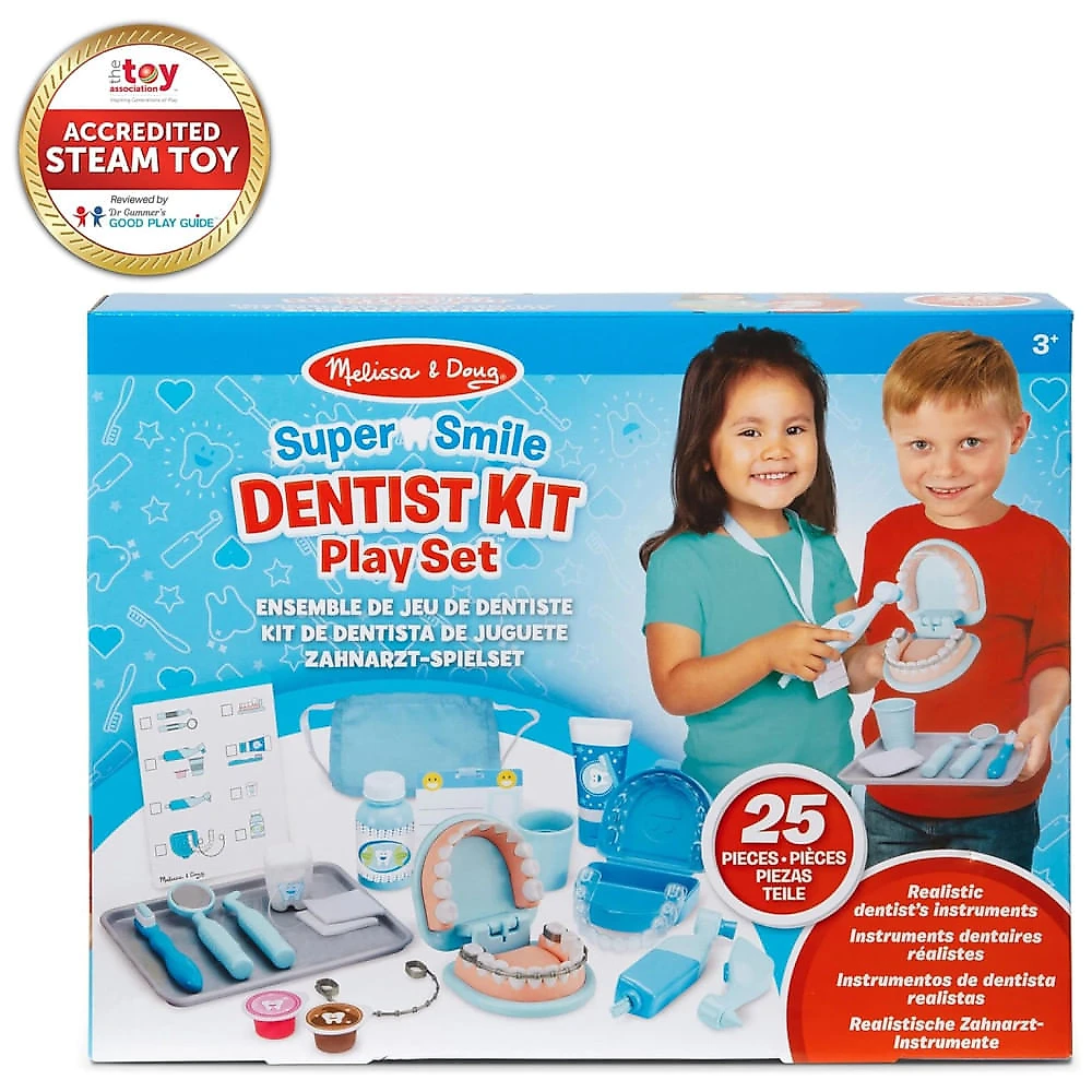 Kit de Dentista Infantil com 25 Peças para Crianças Acima de 3 Anos, Melissa & Doug, Azul