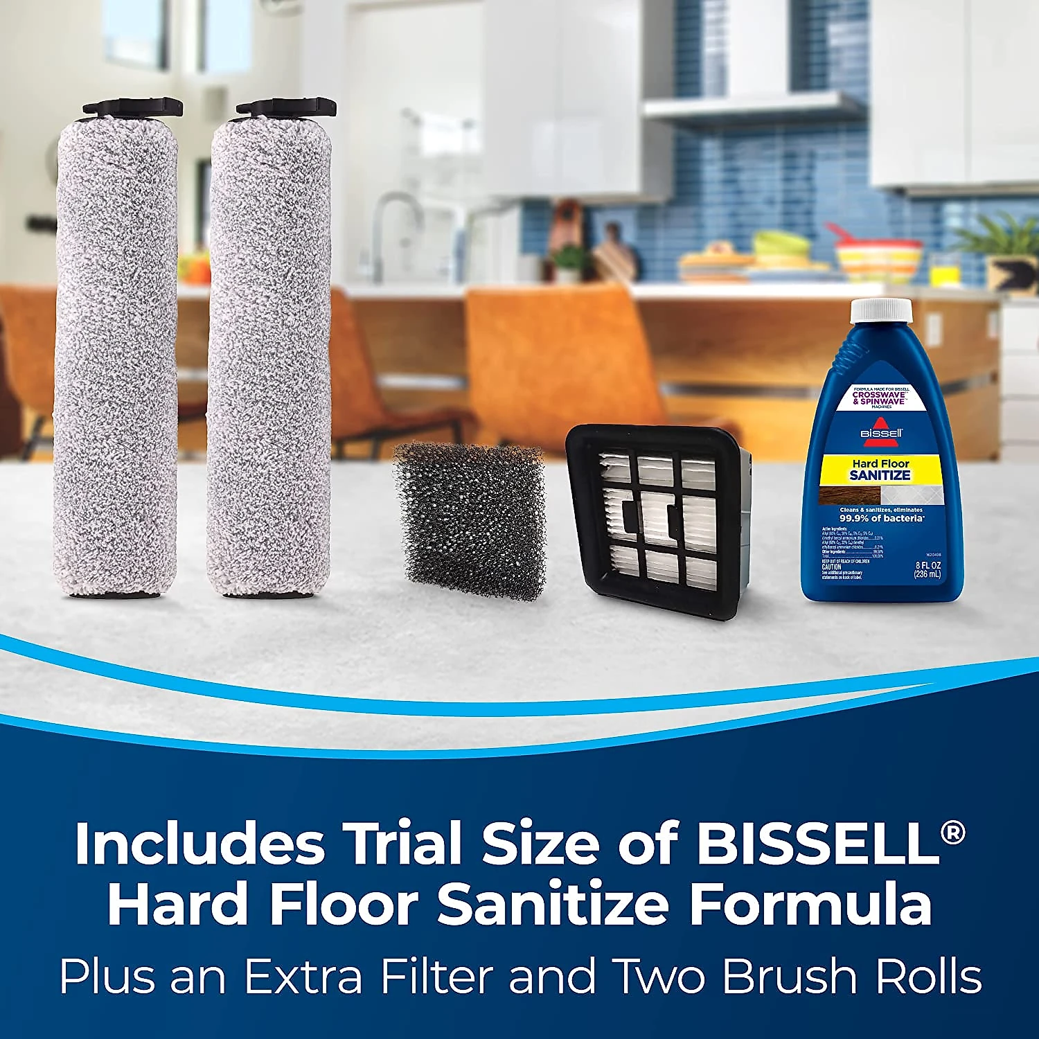 BISSELL TurboClean Aspirador de Pó sem Fio com Fórmula D esinfetante e Ciclo de Autolimpeza 110V Branco