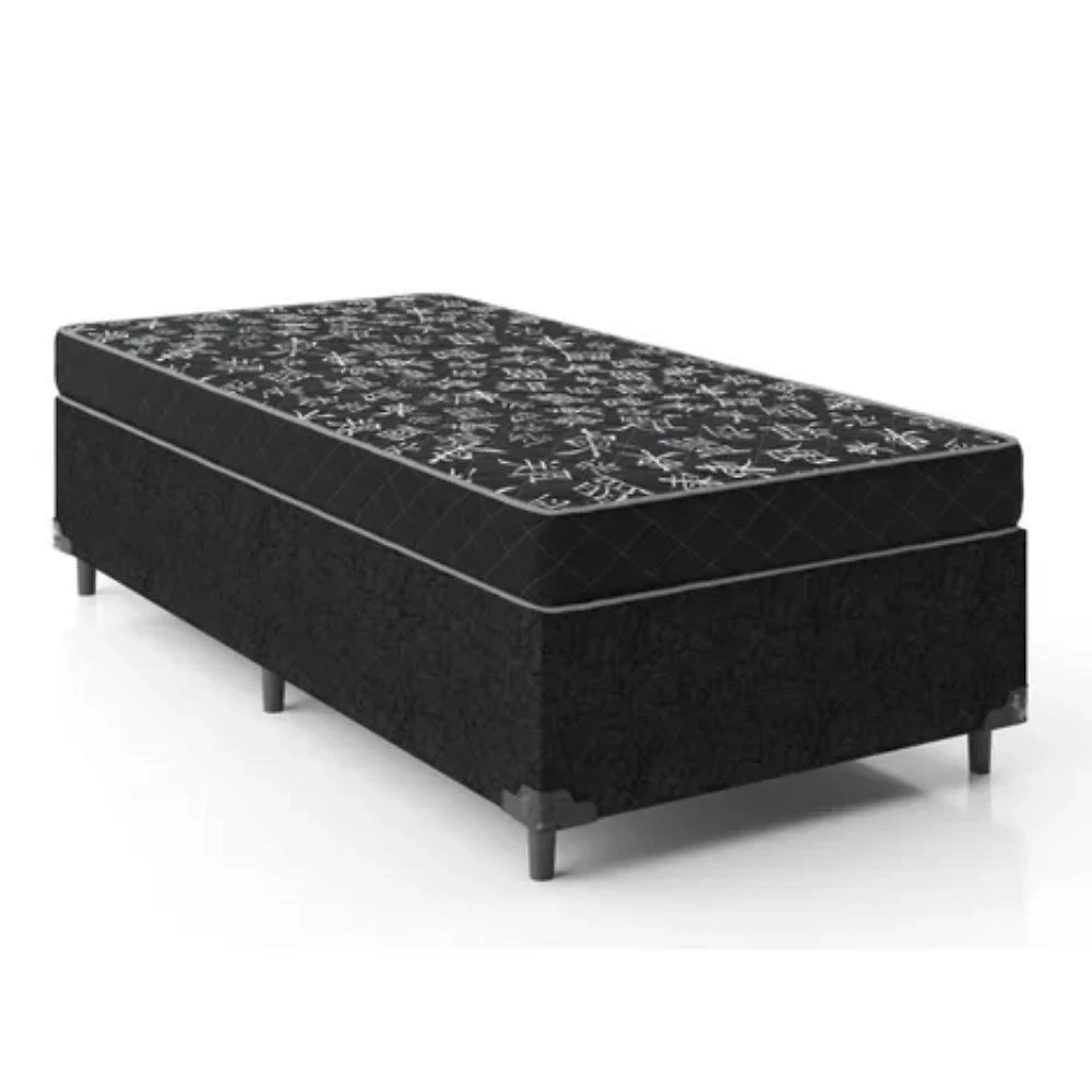 Cama Box Conjugada Solteiro Ortopédica 43x88x188 8cm Espuma Madeira Tecido RR Colchões
