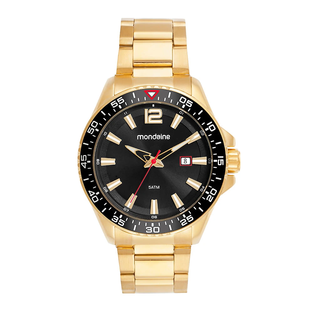 Relógio Masculino Dourado com Mostrador Preto