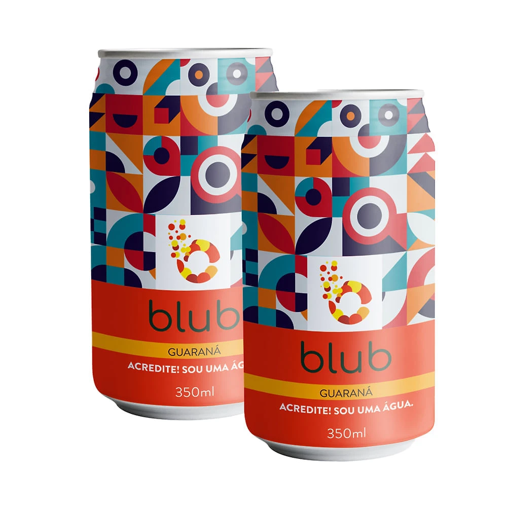 Kit 2 Água Blub Sabor Guaraná Gaseificada Lata 350ml