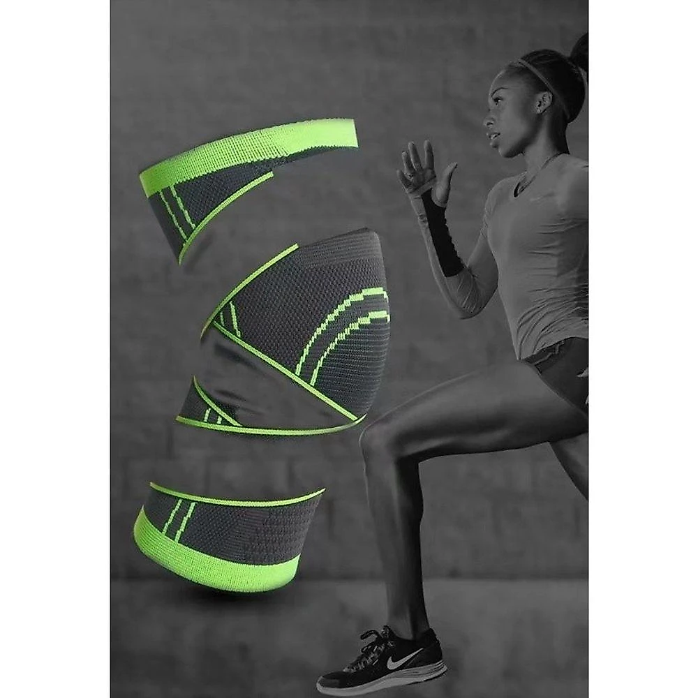 Joelheira de Compressão Esportiva Proteção Ajustável Fitness Preto OEM