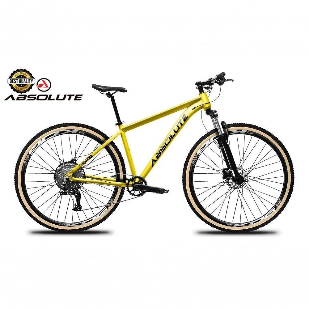 Bicicleta Aro 29 Nero 5 Peças Inteira Absolute 12v Garfo Trava Remota K7 Pneu Faixa Freio Hidráulico. Amarelo Tam.21