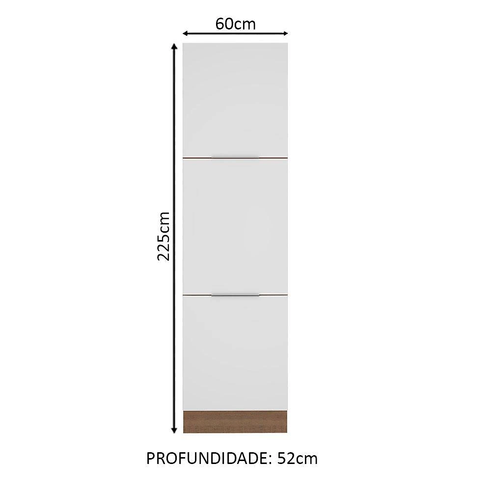 Paneleiro madesa stella 60 cm 3 portas - rustic/branco
