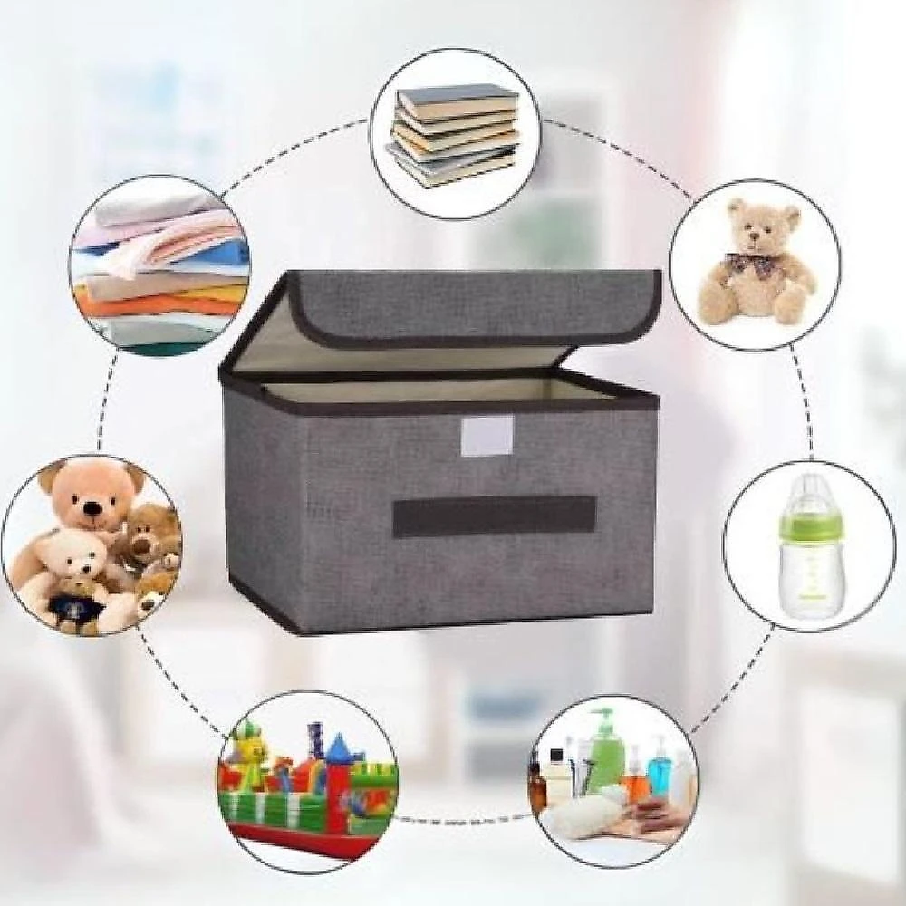 Caixa Organizadora Brinquedo Porta Treco Multiuso Desmontavel Cesto Empilhavel Tecido Tampa Organizacao Guarda Roupa Clo