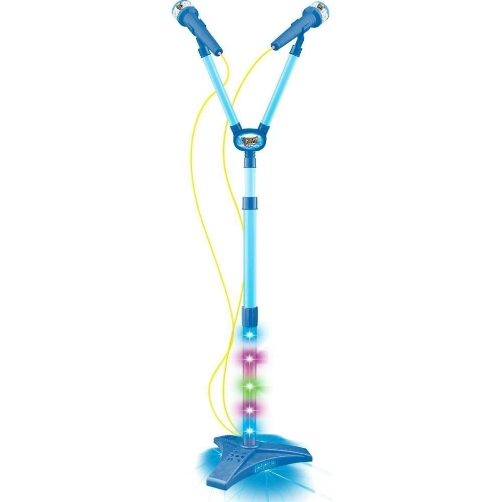 Microfone Infantil Duplo com Pedestal e Luzes Coloridas Azul DM Toys