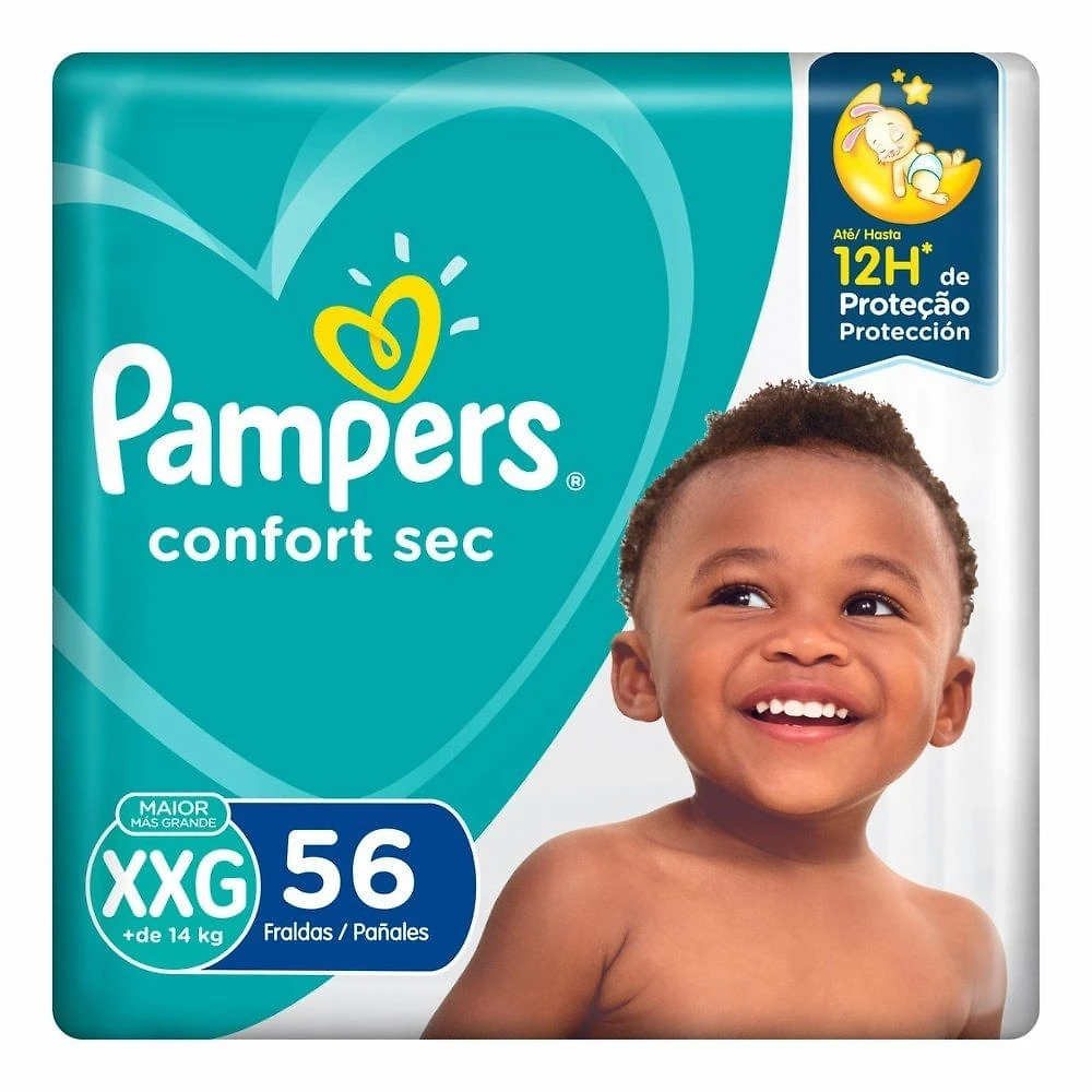 Miniatura Fralda Pampers Confort Sec Bag Xxg Com 56 Unidades