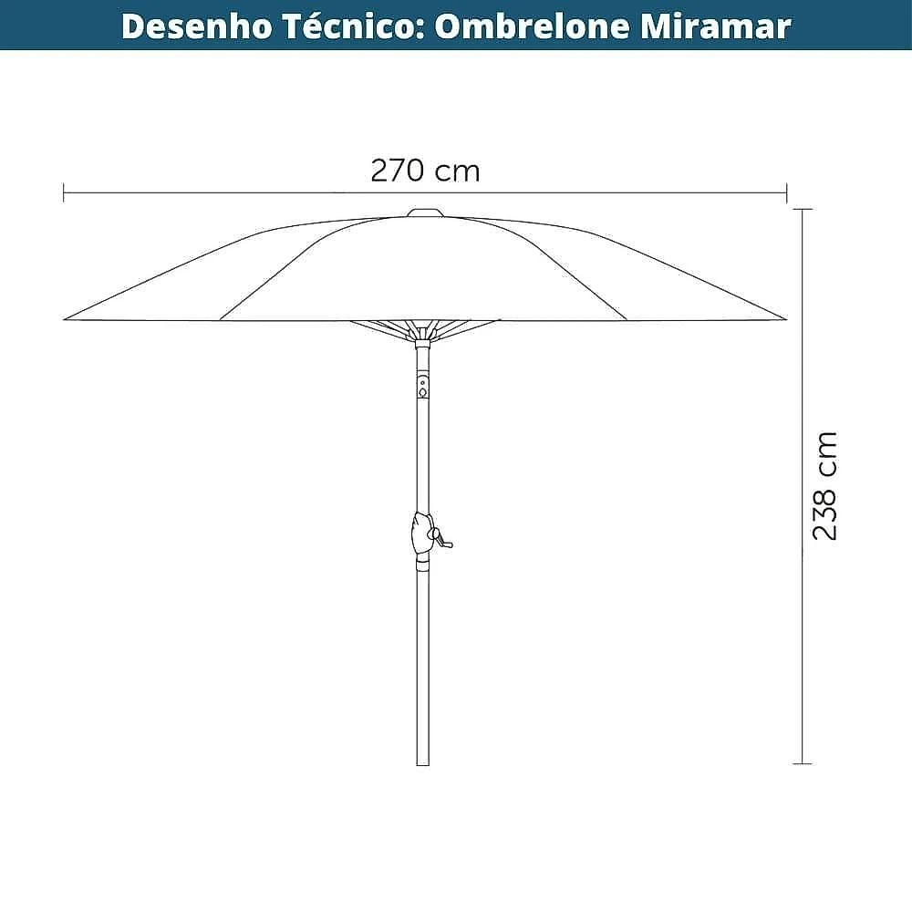 Ombrelone Central Base Hdpe Miramar Rivatti 270cm Fendi
