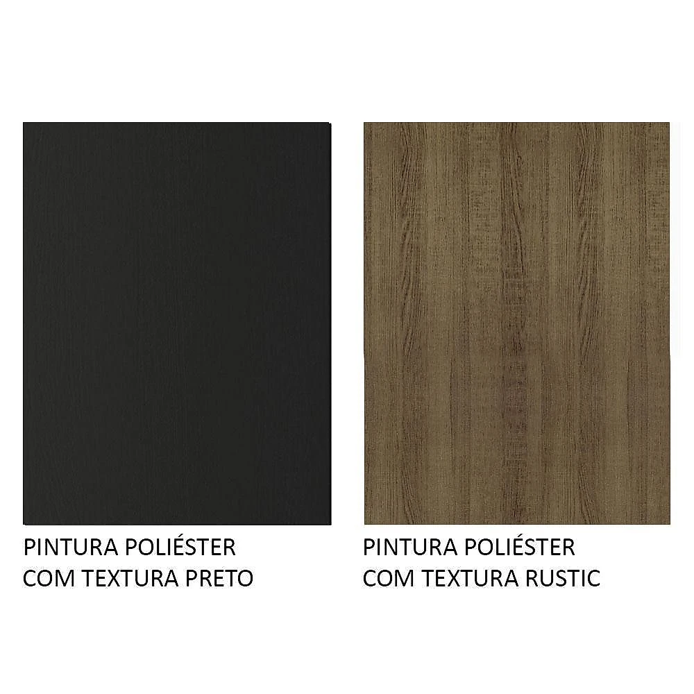 Guarda roupa casal madesa mônaco 3 portas de correr com espelhos preto/rustic