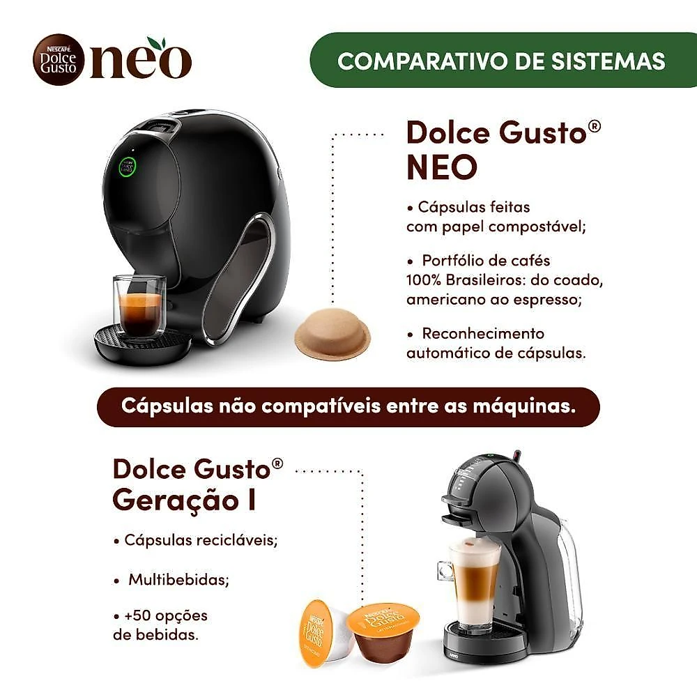 Cafeteira Dolce Gusto Neo Exclusiva Cafés Pretos Preta Onyx 110V