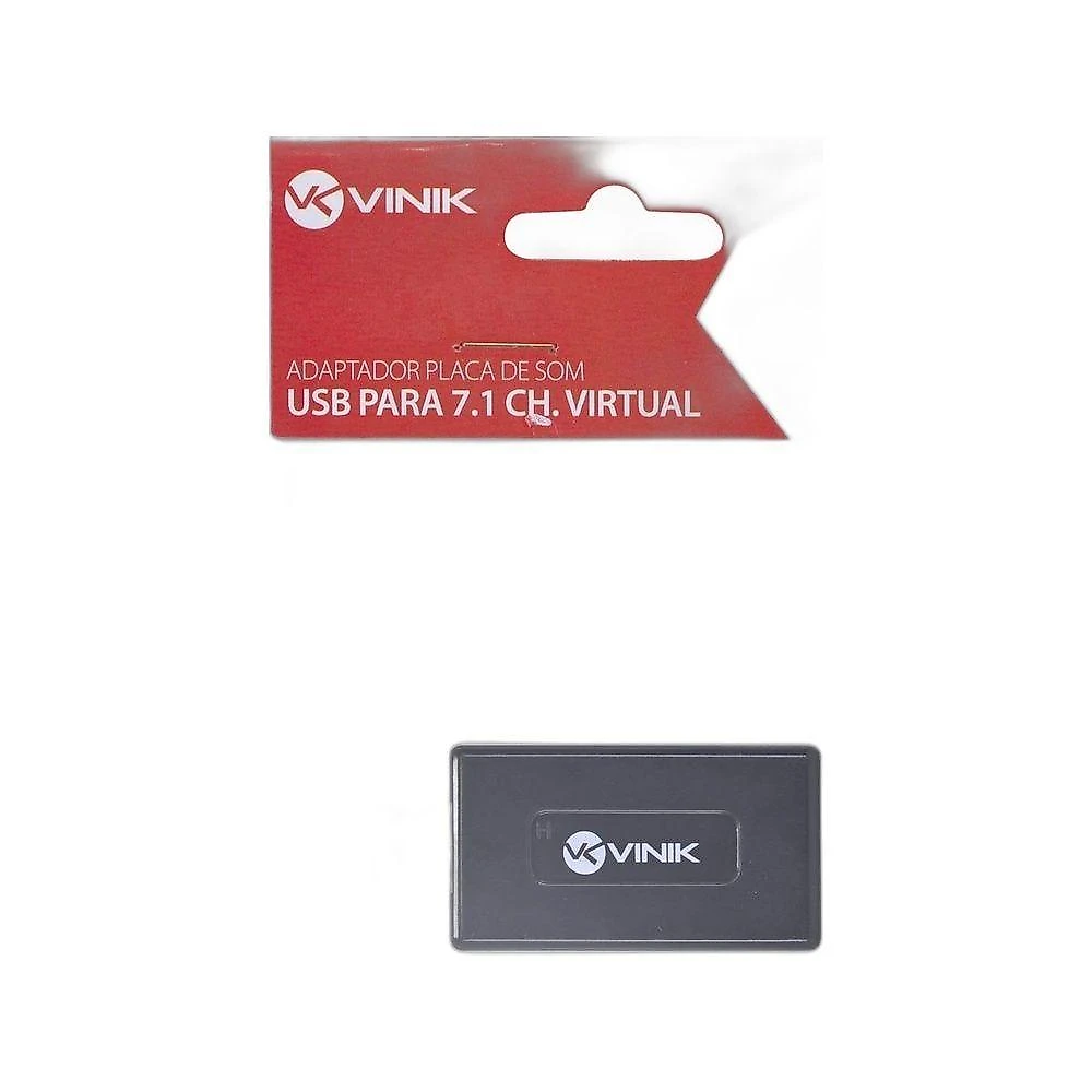 Adaptador de Áudio AUSB71 Som 3D Virtual 7.1 Canais Controle Fácil Preto Vinik