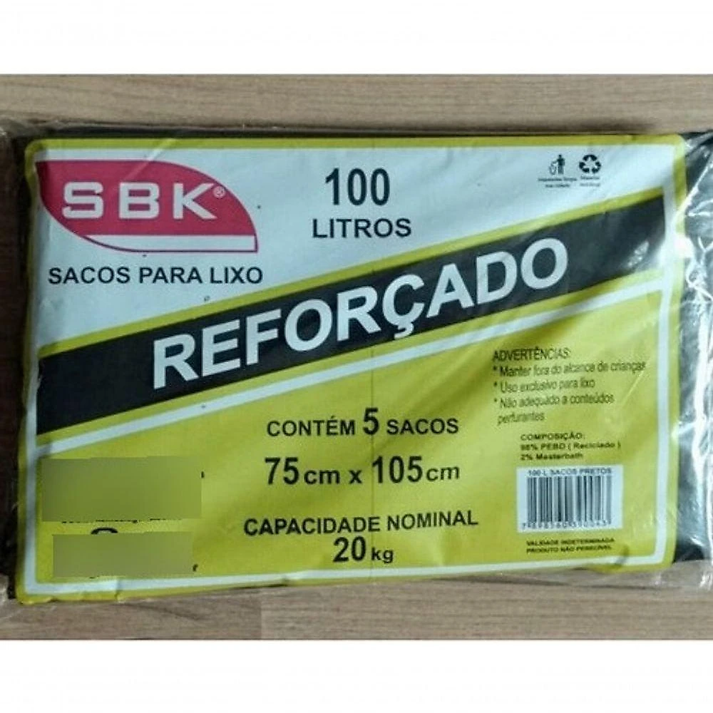 Saco de Lixo Preto 30litros Reforçado 100unidades Abnt em Polietileno para Uso