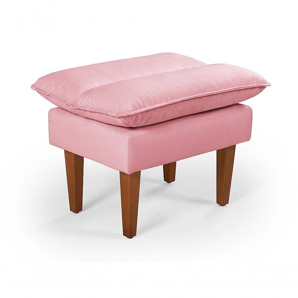 Sofá Cama Vancouver 3 Lugares Império Reclinável Casal Pés Madeira Suede Rosa 200