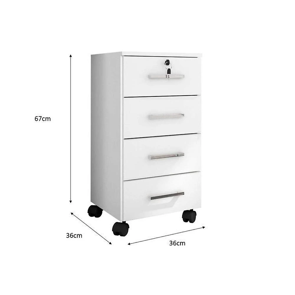 Kit 4 Peças com Escrivaninha Gávea, Gaveteiro e 2 Armários Espresso Móveis Conjunto Home Office 4 Peças com Escrivaninha Gávea, Gaveteiro e 2 Armários Espresso Móveis Branco