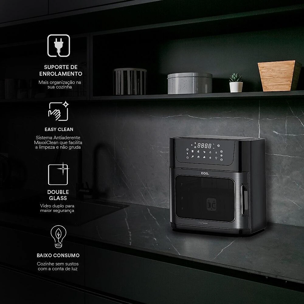 Fritadeira Air Fryer Oven EOS 15 Litros Digital Inox All Black EAF15IP 220V