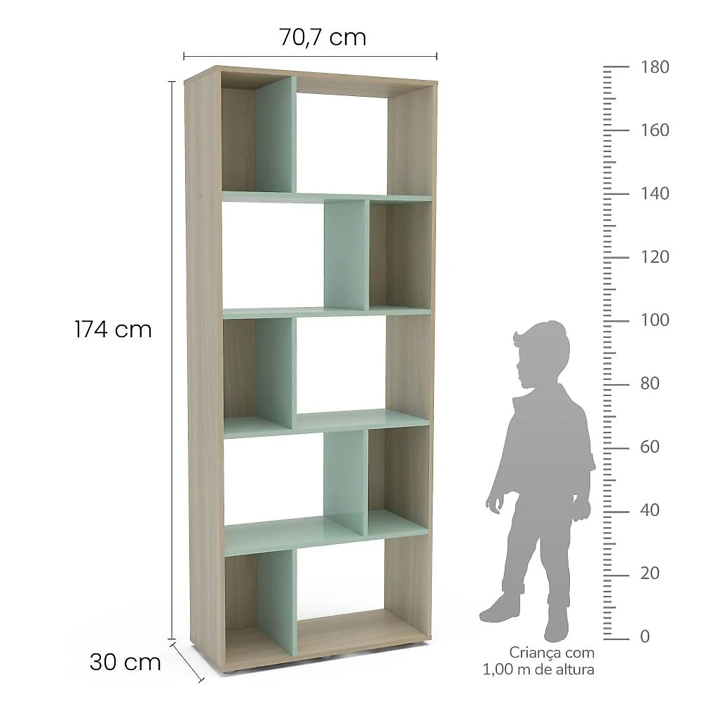Estante Infantil  Multifuncional 10 nichos  Bella Casatema MadeiraOriginals Estante Montessoriana 10 Nichos Legno Salinas/Verde Belaggio
