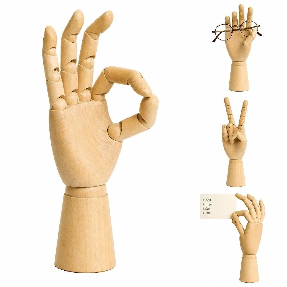 Mão Manequim Articulada Madeira Grande 30cm para Desenho Artístico e Estudos Marrom