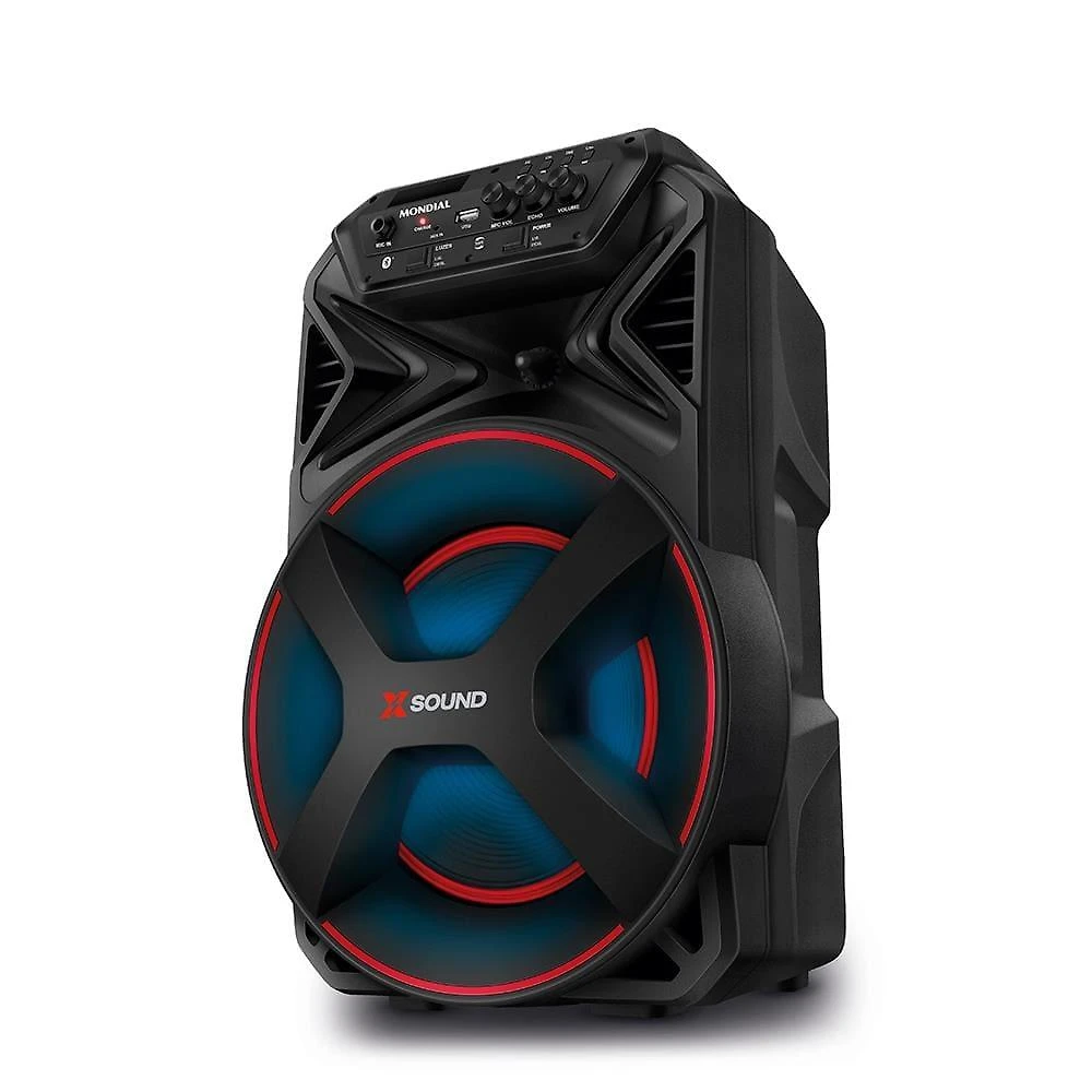 Caixa de som amplificada mondial xsound cm-300-n 300w bluetooth bateria até 9h preta