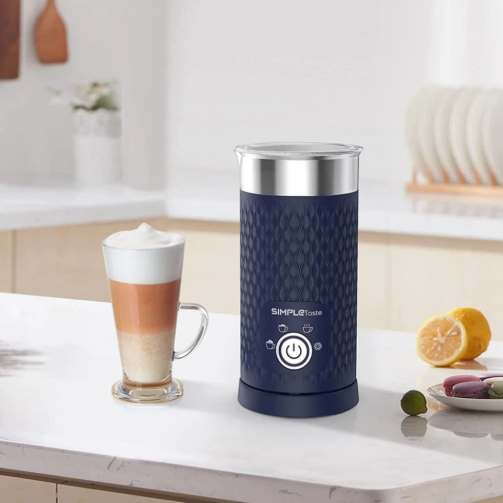 Miniatura Espumador de Leite Elétrico 300 mL 4 em 1 com Modo Automático, 110V, SIMPLETASTE, Azul
