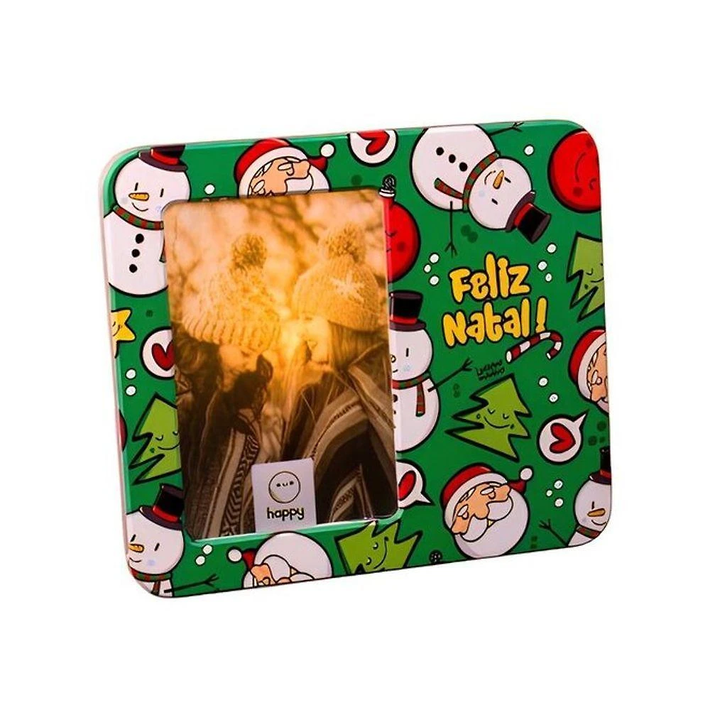 Luminária porta-retrato Natal Feliz Luciano Martins para Foto 10x15 cm Verde Desembrulha