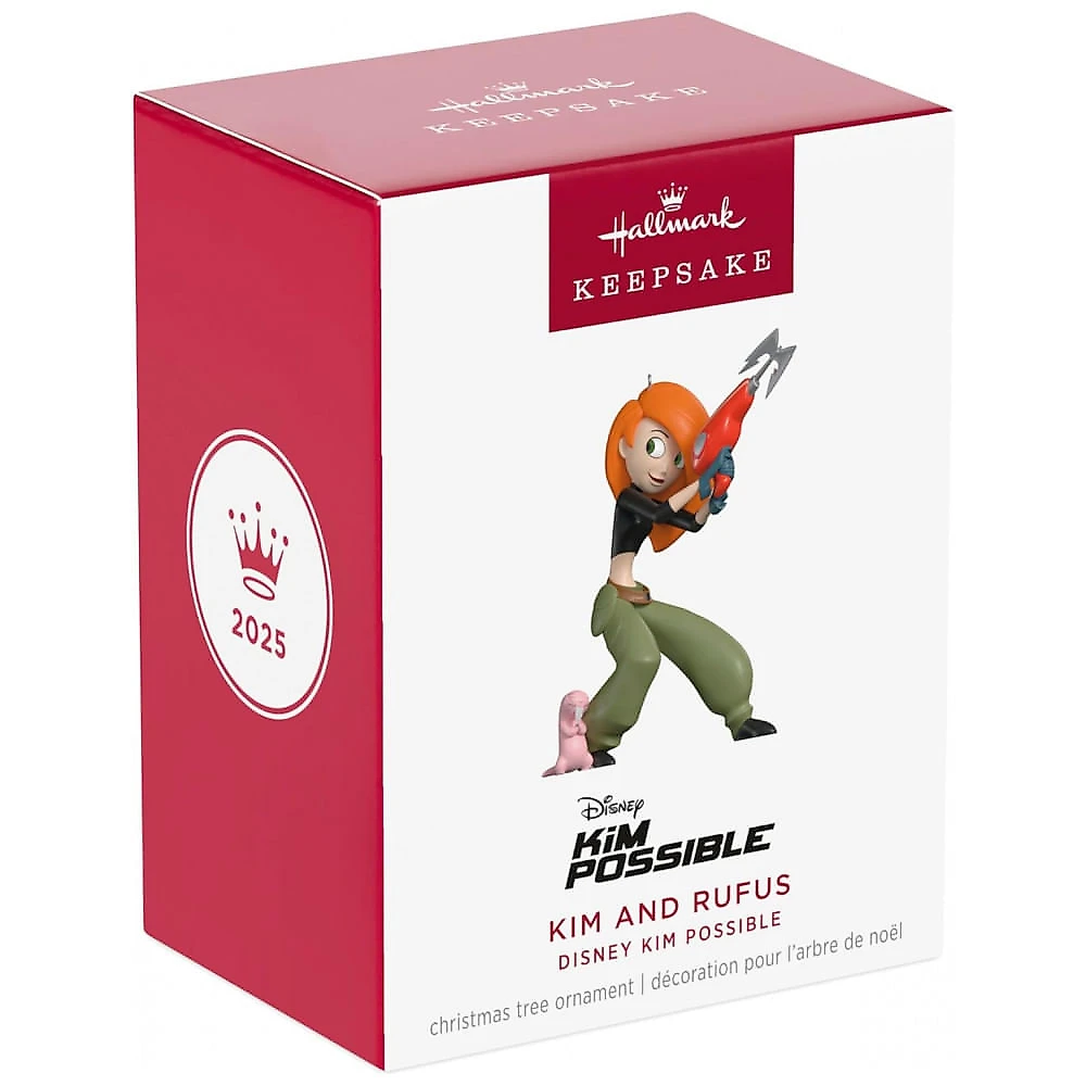 Enfeite Natalino Hallmark Keepsake 2025 Disney Kim Possible e Rufus em Ação, Plástico, 7 x 8,9 x 3,8cm