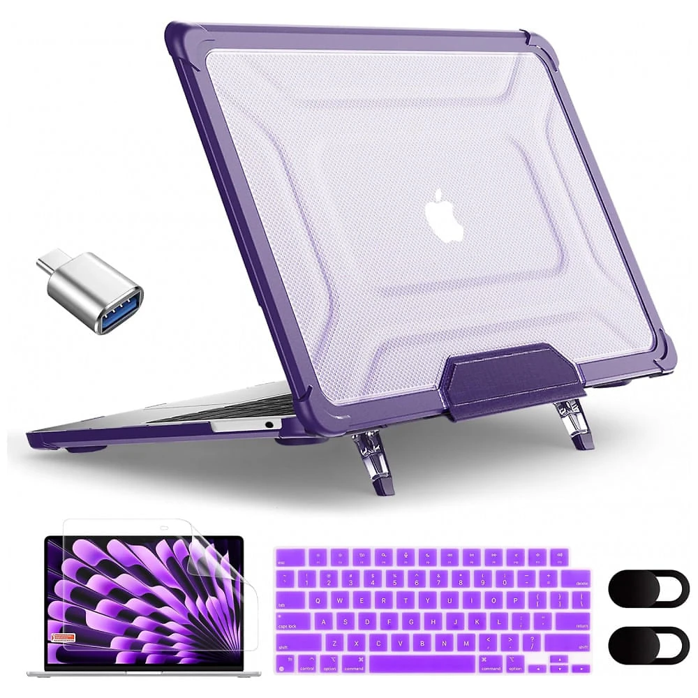 Capa Rígida Antichoque Roxa para MacBook Air 15″ (2023–2025, Modelos A3241/A3114/A2941, M2/M3/M4) – MEEgoodo