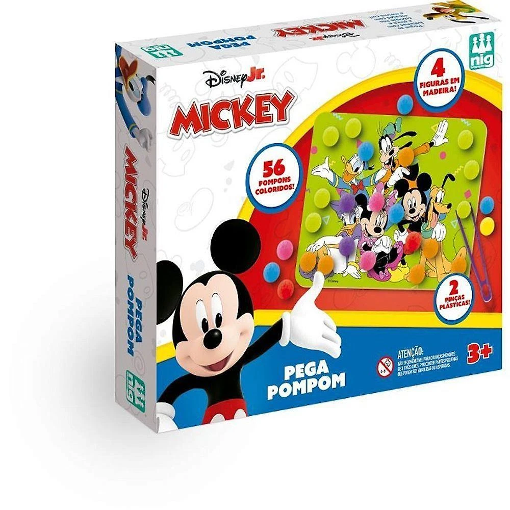 Brinquedo Educativo Mickey Pega Pompom Placas Pinças Pompons Nig Brinquedos