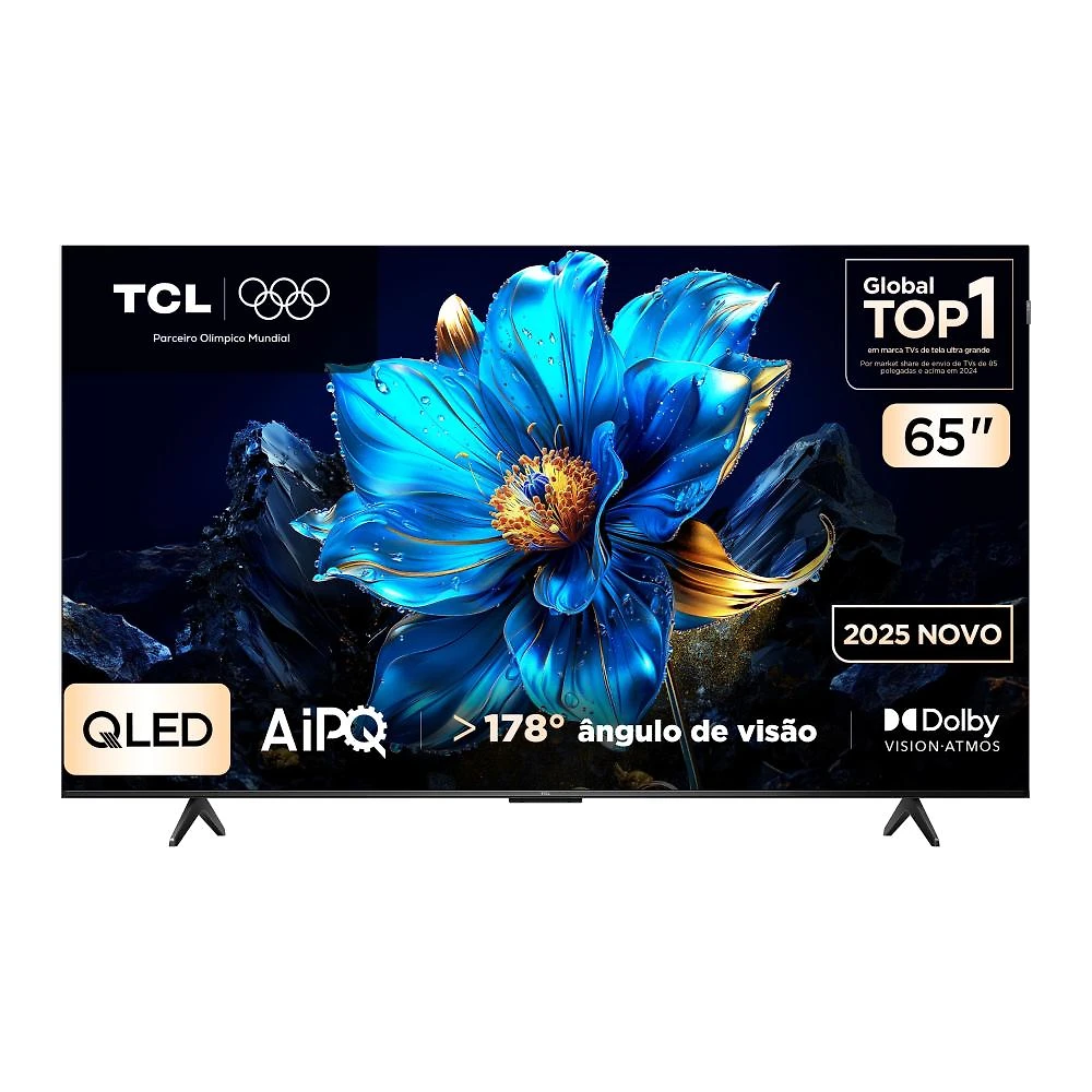 Smart tv 65” tcl qled 4k ultra hd 65p7k com sistema operacional google tv, hdr10+, hdmi 2.1, chromecast built-in, dolby vision e atmos