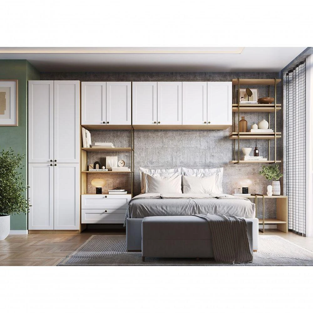 Closet Infinity 2 Gavetas 10 Portas MDF 240CM Savana e Branco