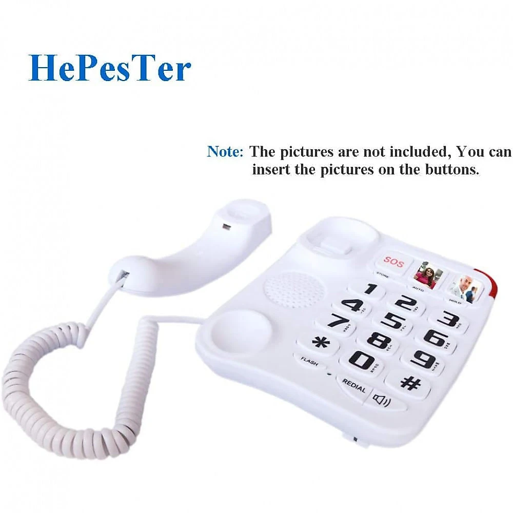 HePesTer P45 Telefone com Fio para Sênior Tecla Grande e Discagem Rápida 1 Ap