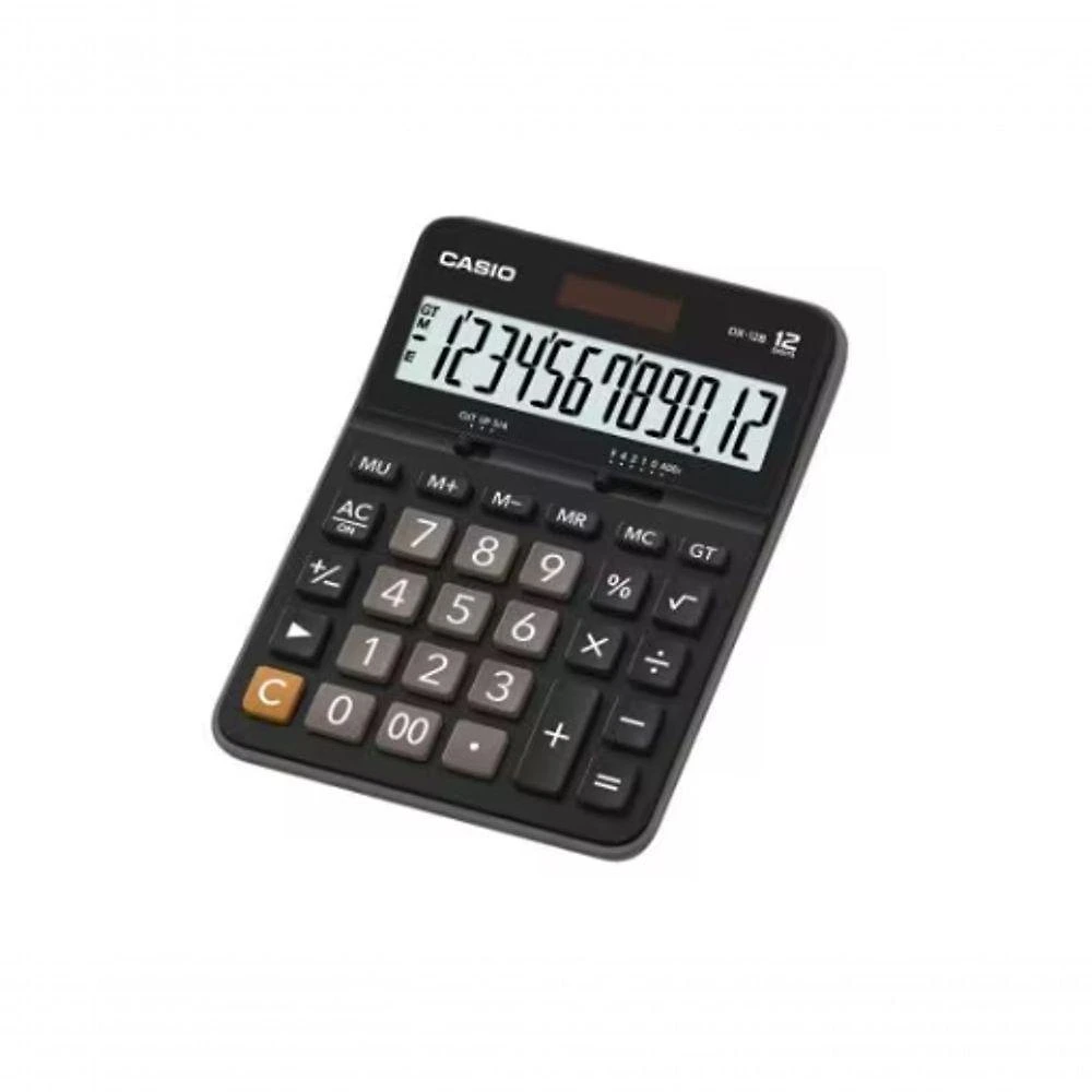 Calculadora de Mesa Casio DX-12B com Visor de Cristal Líquido e Teclado com Memória Preto