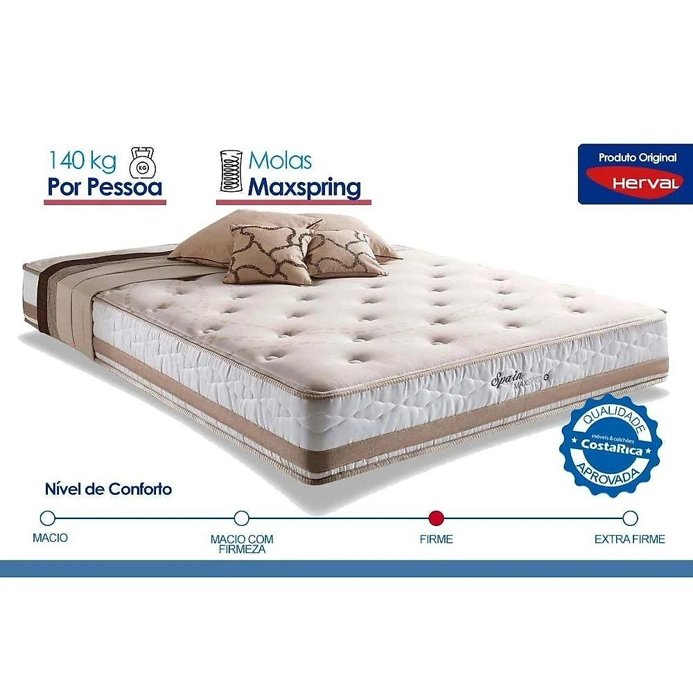 Cama Box com Colchão King Molas Maxspring Spain Euro Pillow Bege Herval