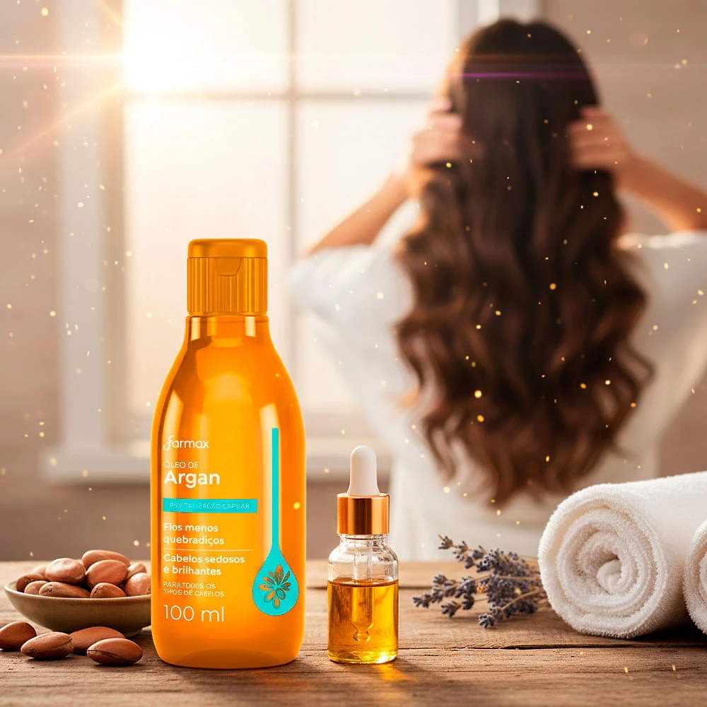Miniatura Óleo de Argan Farmax Revitalização Capilar para Todos os Tipos de Cabelo 100ml