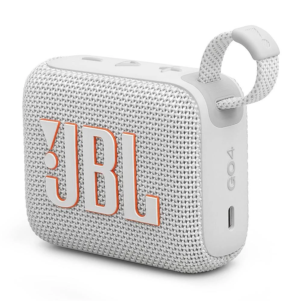 Caixa de som portátil jbl go 4 com 4,2 w rms, bluetooth 5.3 e resistência à Água ip67 - branca
