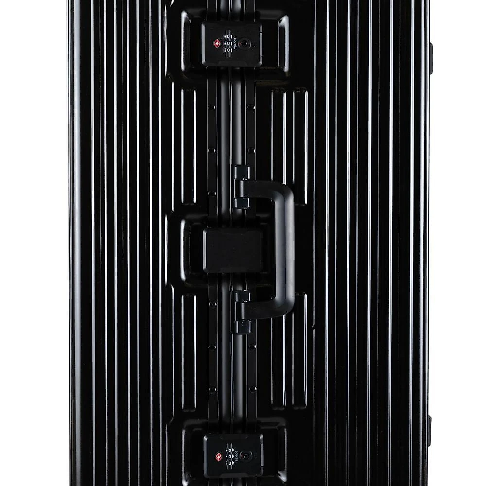 Mala de viagem grande ultra ampla policarbonato 4 rodas kyoto trunk prata preto - gg