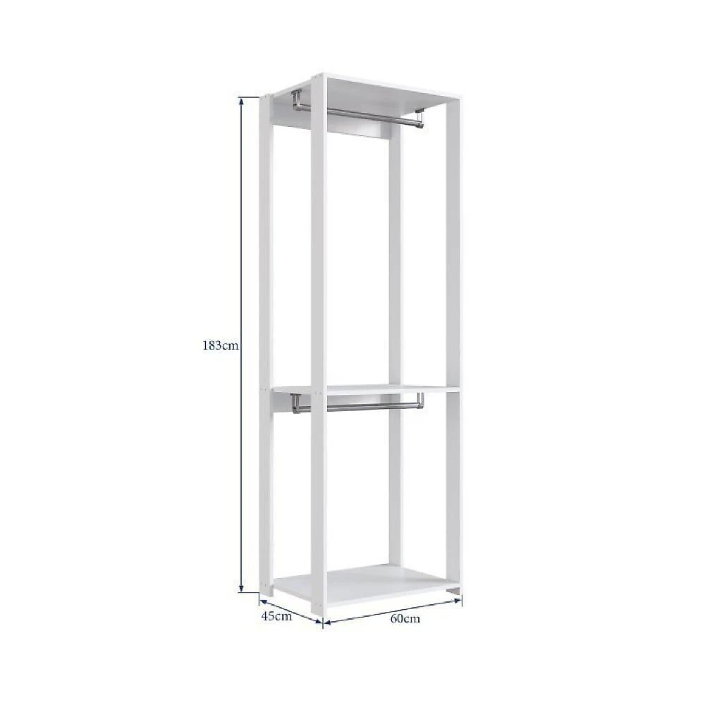 Guarda Roupa Closet 3 Peças com 3 Cabideiros 4 Gavetas 2 Nichos Easy Prodecor Branco