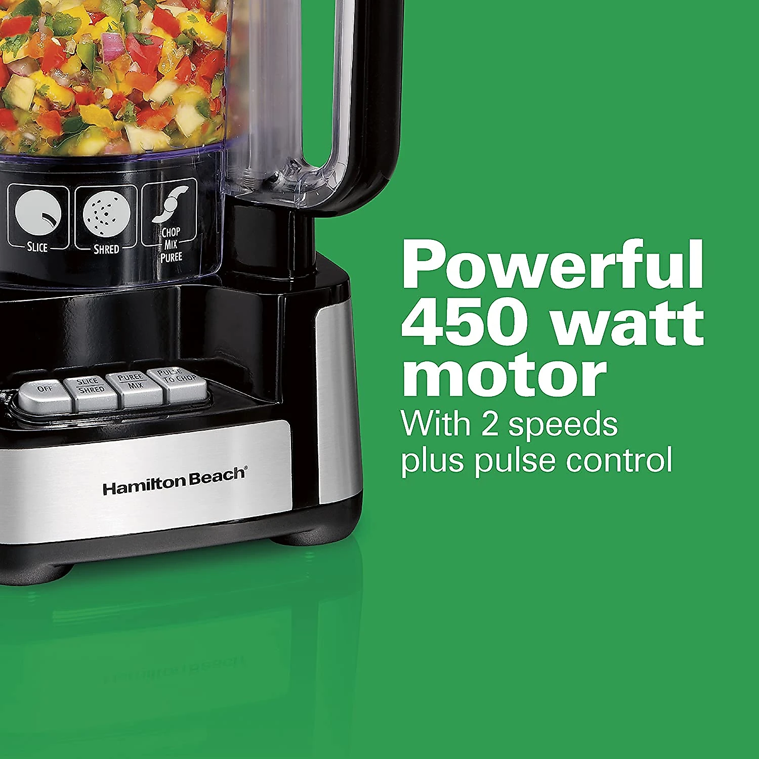 Hamilton Beach Processador de Alimentos, capacidade de 2,8L, com bocal extra largo, 450W, 110V, preto.
