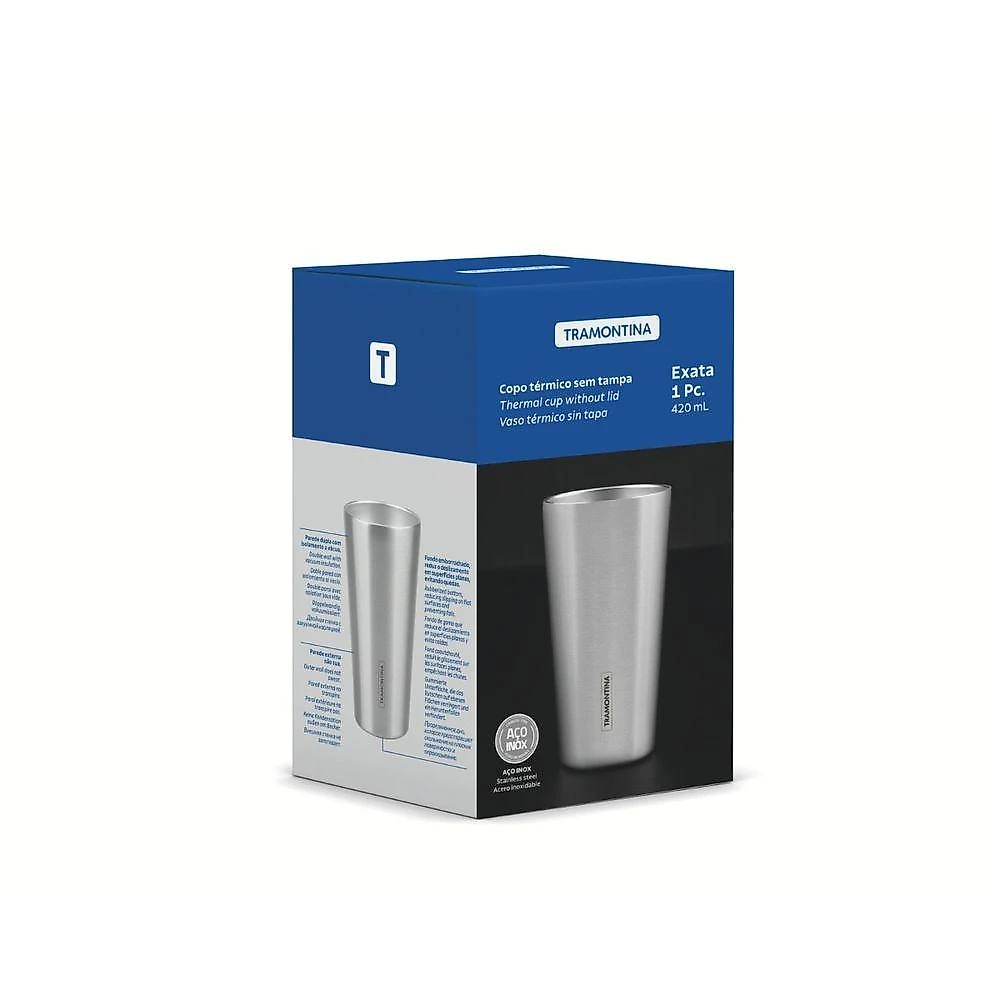 Copo Térmico Exata Aço Inox Parede Dupla Isolamento a Vácuo 420ML Tramontina