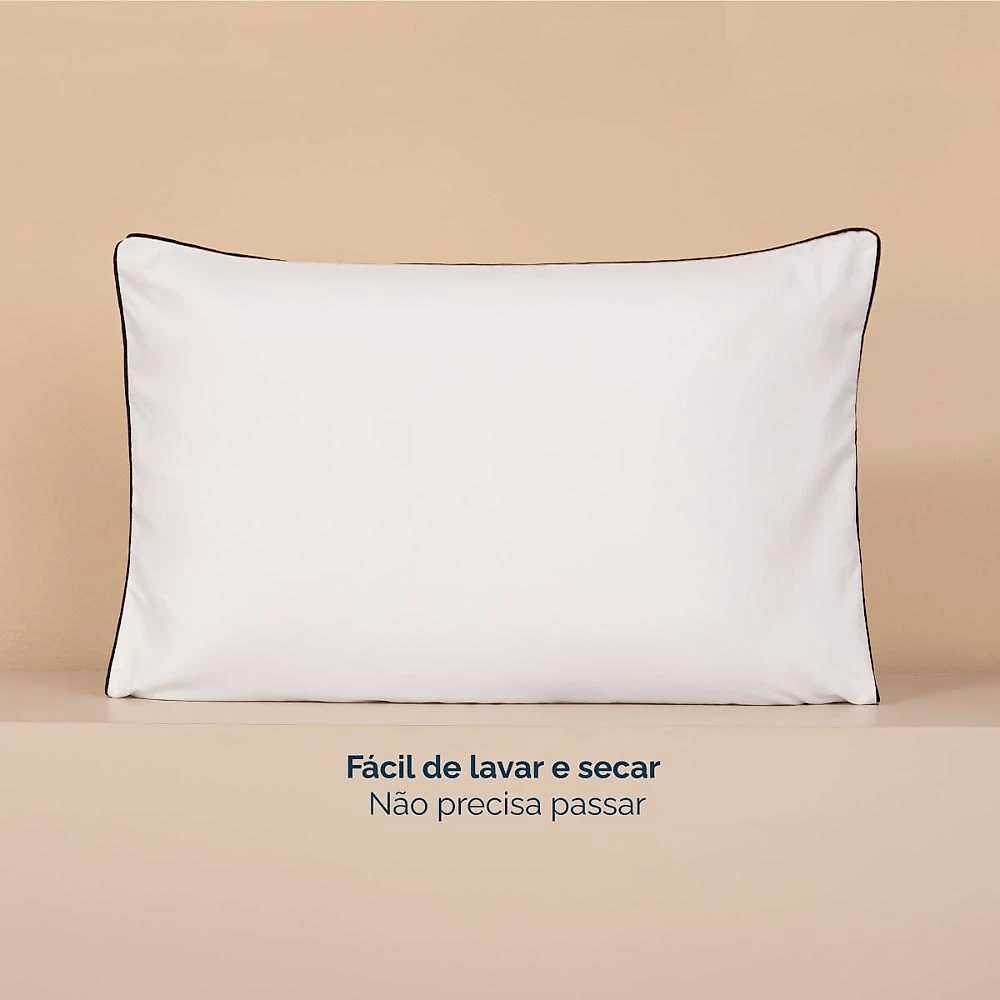 Kit 2 fronhas linea 50cm x 70cm micropercal 200 fios - preto - 100% poliéster