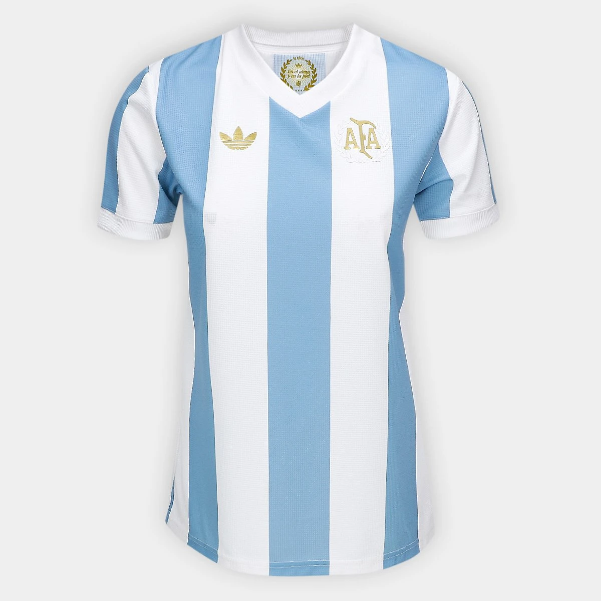 Miniatura Camisa Argentina 25/26 Comemorativa 1974 Adidas Feminina Azul+Branco - G
