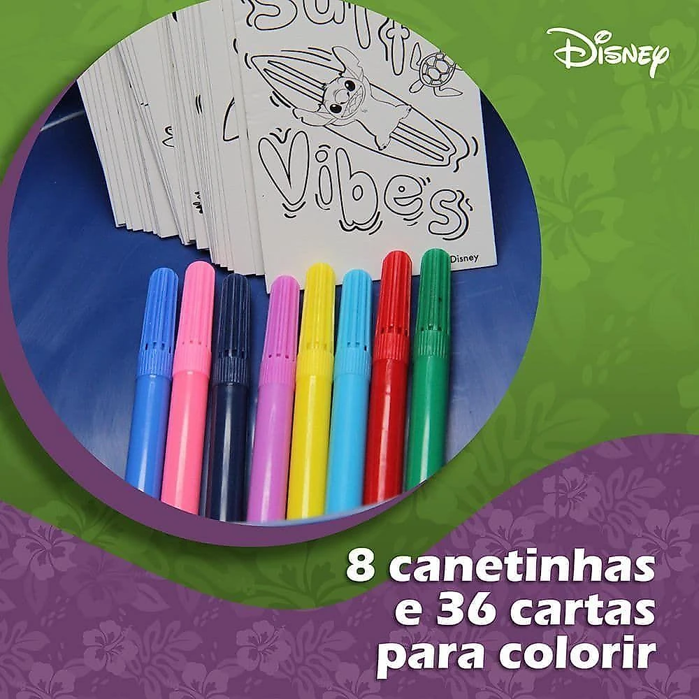 Maleta com Jogo da Memória de Pintar Stitch Desenvolve Concentração Azul Toyng