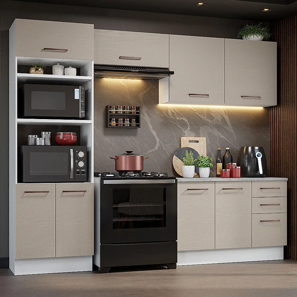 Armário de cozinha completa 270cm branco/crema agata madesa 07
