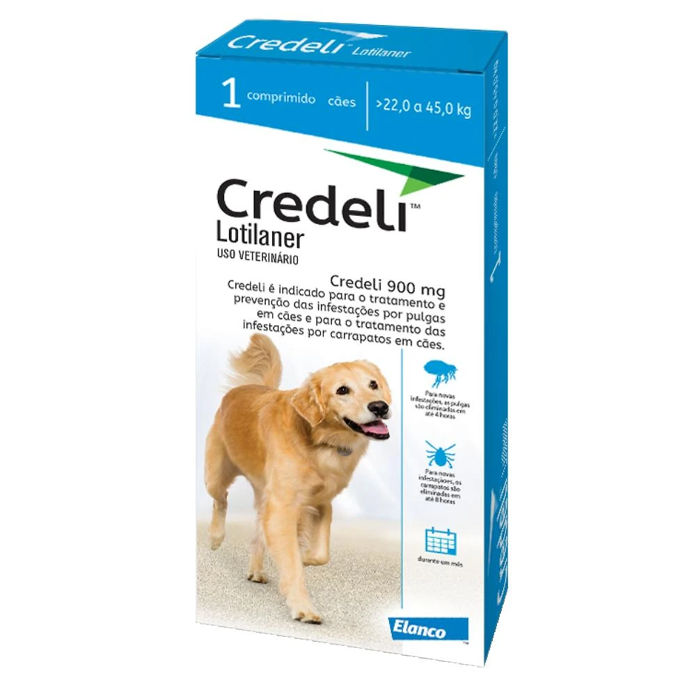 Antipulgas e Carrapatos Elanco Credeli Lotilaner para Cães de 22 a 45 Kg - 1 Comprimido
