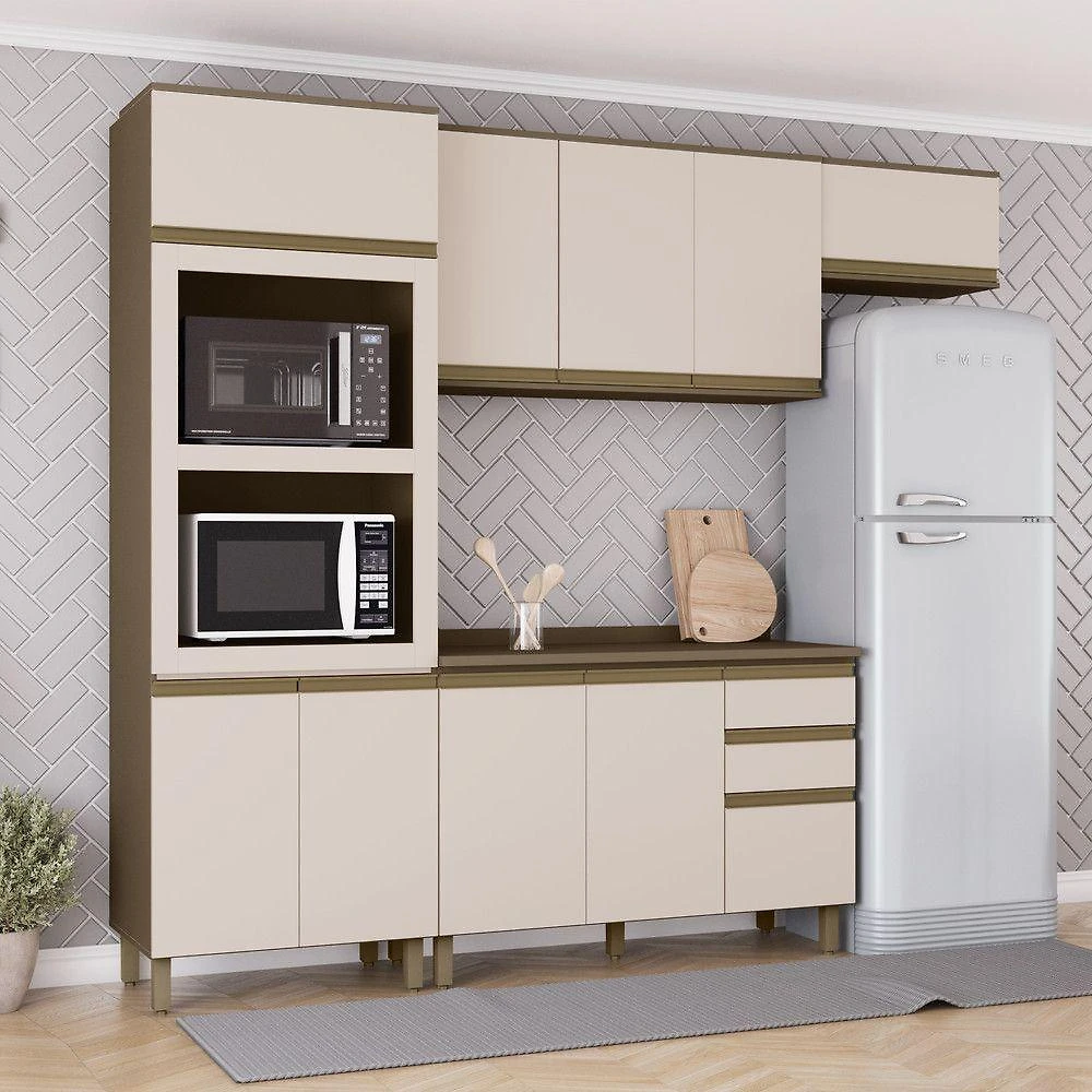 Cozinha Compacta Connect 10 Portas 5 Prateleiras MDF Duna-cristal Móveis Henn
