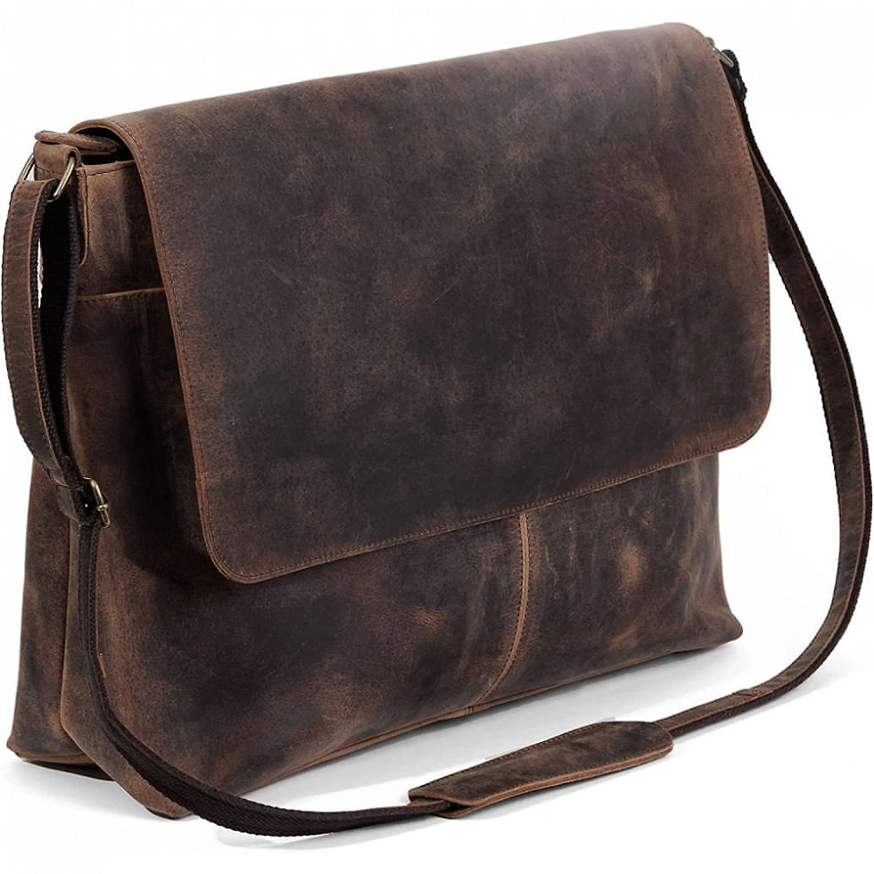Bolsa Maleta Komals Passion Leather de Couro Masculina para Laptop , Marrom