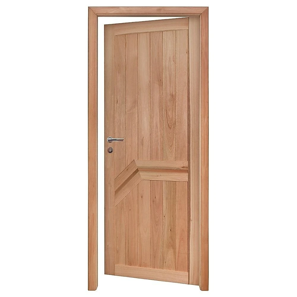 Kit Porta de Madeira Eucalipto Rondosul P13 Externa, Abertura à Direita 213x85 cm