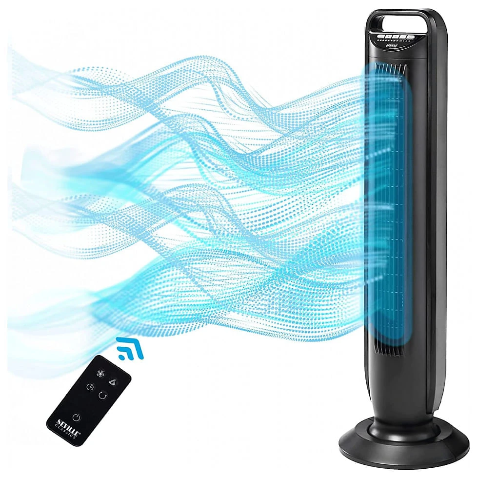 Ventilador de Torre Seville Classics EHF10201D com 5 Velocidades, Controle Remoto e Silencioso, 110V, Preto
