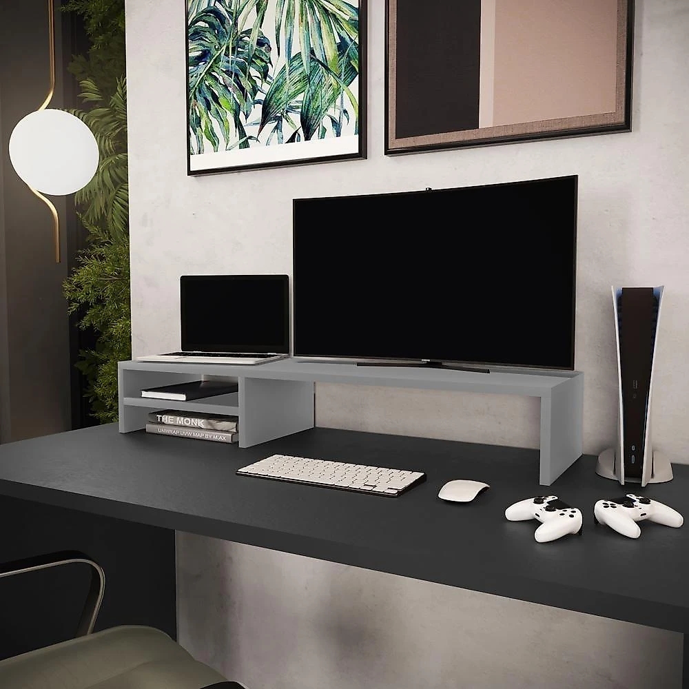 Kit 02 Suportes Para Monitor Stand Home Office Lap 90 Cm L03 Cinza - Lyam